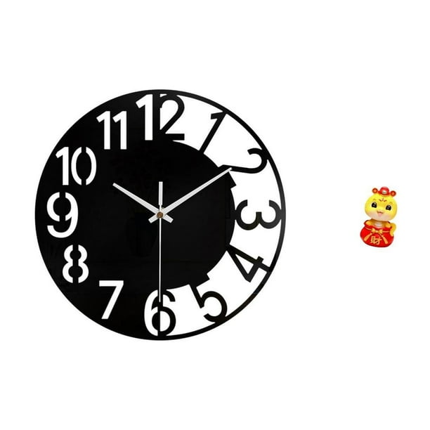 Reloj de pared grande,Reloj de pared acrílico silencioso y moderno,Reloj de pared grande para oficina,silencioso,fácil de leer y sencillo.,Estatua de serpiente china,Estatua de serpiente para