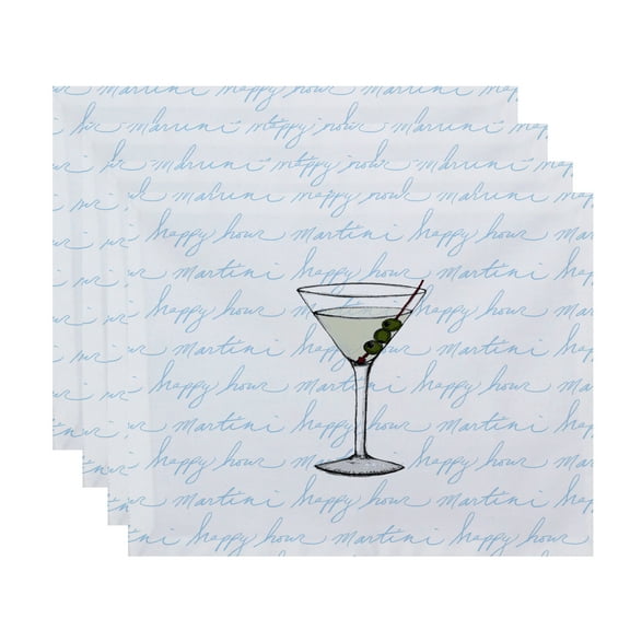 Simply Daisy, 18 x 14 Inch Martini Glass Text Fade Geometric Print Placemat (set of 4), Pale Blue