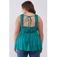 thumbnail image 3 of Plus Lace Trim Sleeveless Gathered Front With Self-tie Drawstring Top 2XL, 3 of 6