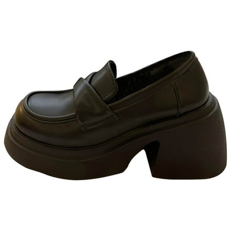 Sexlip Women s Thick Soled Leather Loafers  Casual Slip-On Shoes for Comfort and Style