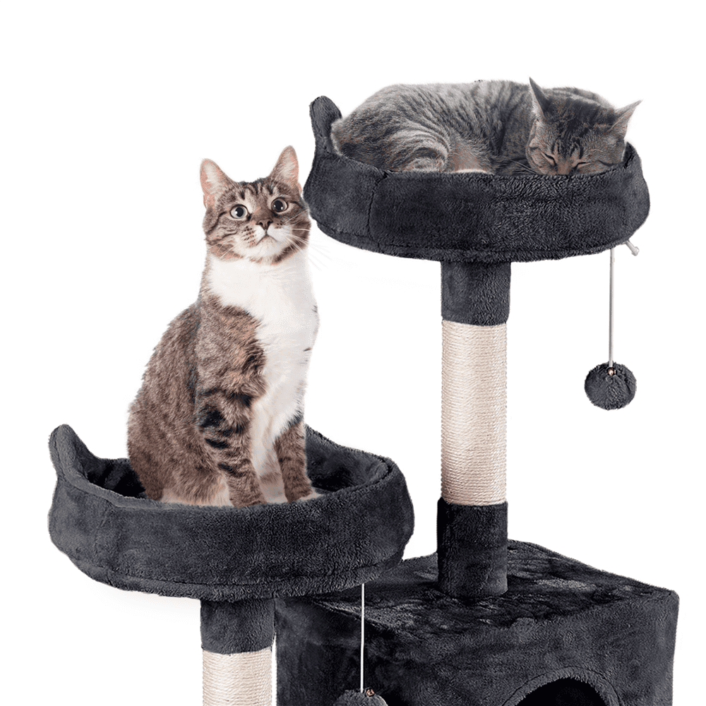 Alden Design 70″ H Multi Level Cat Tree Tower with 2 Foam-Padded Perches, Black
