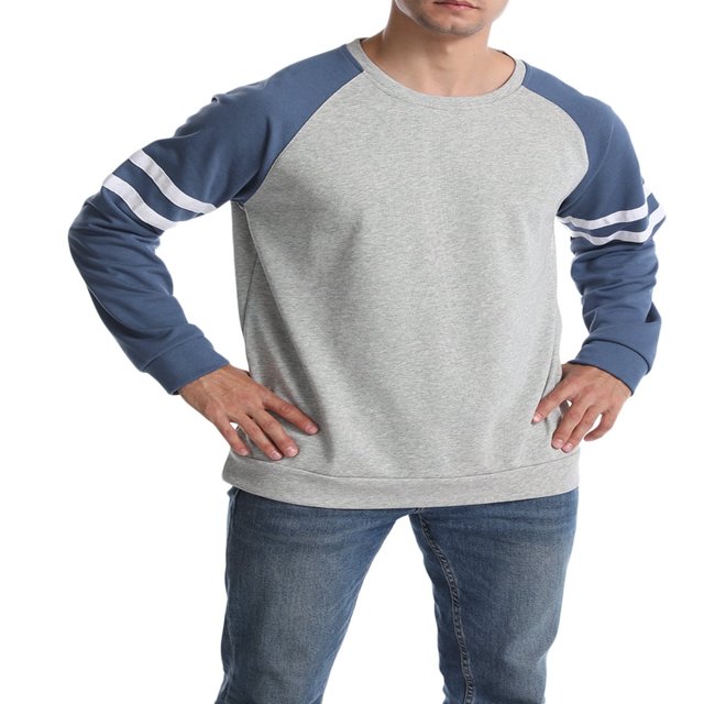 T-Shirts Raglan à Manches Longues pour Hommes, Chandail en Molleton Décontracté à Col Rond, Pull Ample, Chemises Athlétiques Rouge Noir S