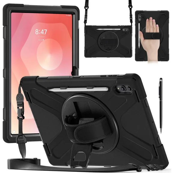 Protecive Case for Samsung Galaxy Tab S11 Ultra 14.6 inch 2025 SM-X930/X936B/X936E/X936U Shockporoof Cover with Pencil Holder Rotating Hand Strap & Stand Shoulder Strap & Universal Stylus Pen