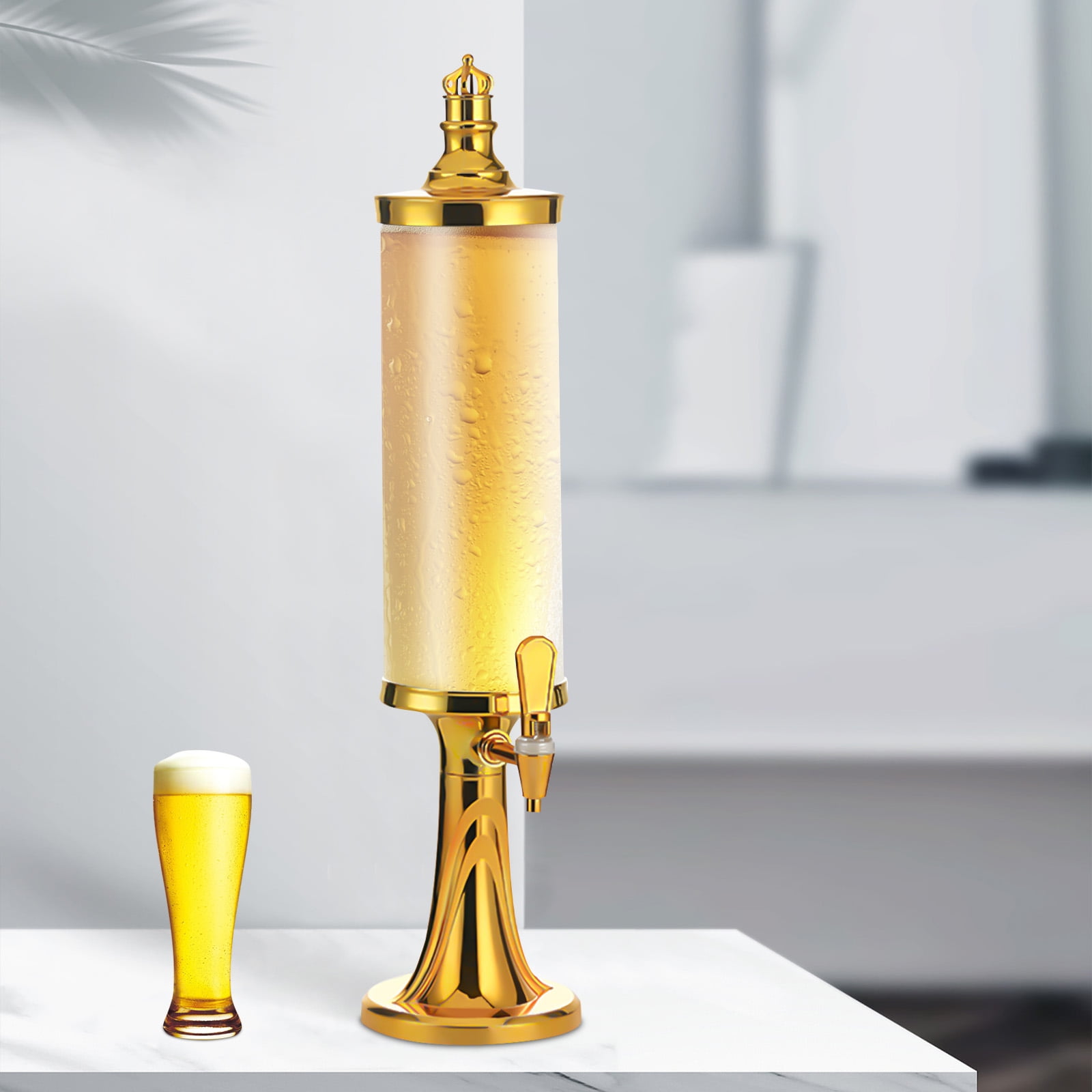 Miumaeov Mimosa Tower Beer Tower with Ice Tube and LED Light Tabletop Beer  Tower Dispenser for Parties Bars Clubhouses 