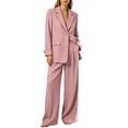 thumbnail image 3 of SAWOBUUN Women Suits 2 Piece Set Business Casual Dressy Oversized Blazer Jacket and Wide Leg Dress Pantsuits Formal Outfits, 3 of 7