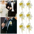 thumbnail image 2 of 6Pcs Artificial Flower Corsage Set for Wedding & Prom - Ivory White Orchid Boutonniere for Groom & Wrist Corsage for Bridesmaids, Homecoming, Anniversary, and Formal Events, 2 of 9