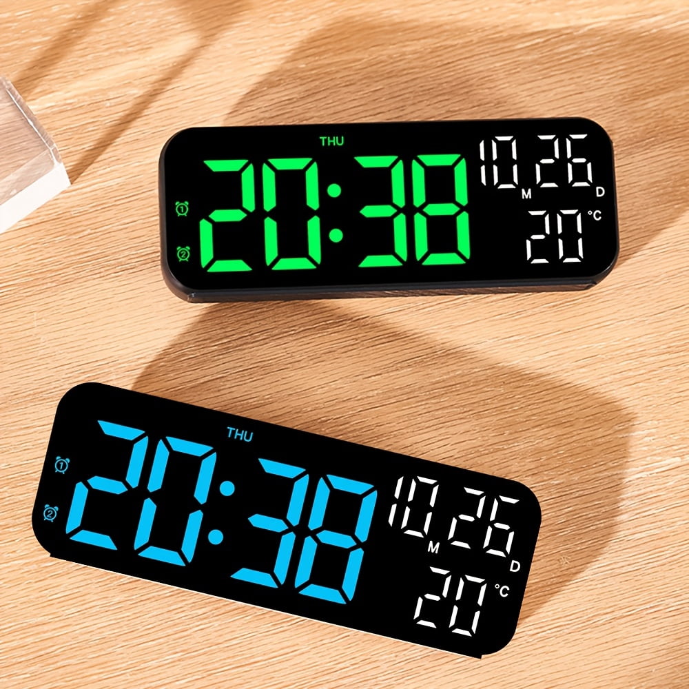 Large Digital LED Alarm Clock with Calendar And Temperature Display for Bedroom Living Room Table Desktop Decoration