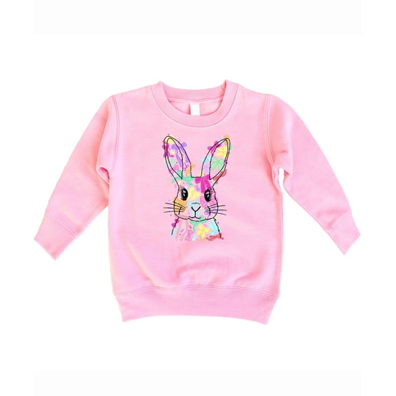 Colorful Easter Bunny Sweatshirt for Girls Colorful Spring Coquette Bows Pullover for Kids Pink Sweatshirt 3T