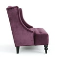thumbnail image 3 of GDF Studio Leona Modern Glam Tufted Velvet Wingback Loveseat, Raisin and Dark Brown, 3 of 6