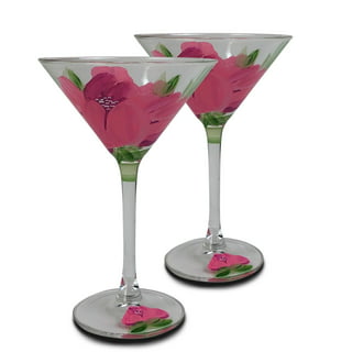 Martini Glass, 2 Cocktail Glasses W/ Round Bubble Base, Ball Base