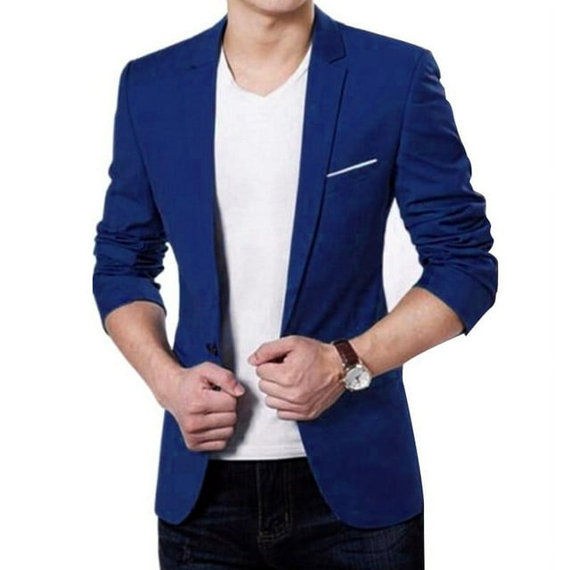 MYG New Men's Casual Slim Fit Formal Button Suit Blazer Coat Jacket Tops