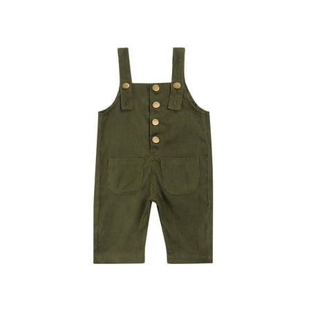 

Kiapeise Infant Boy Girl Corduroy Bib Overalls Solid Color Casual Suspender Pants with Pockets