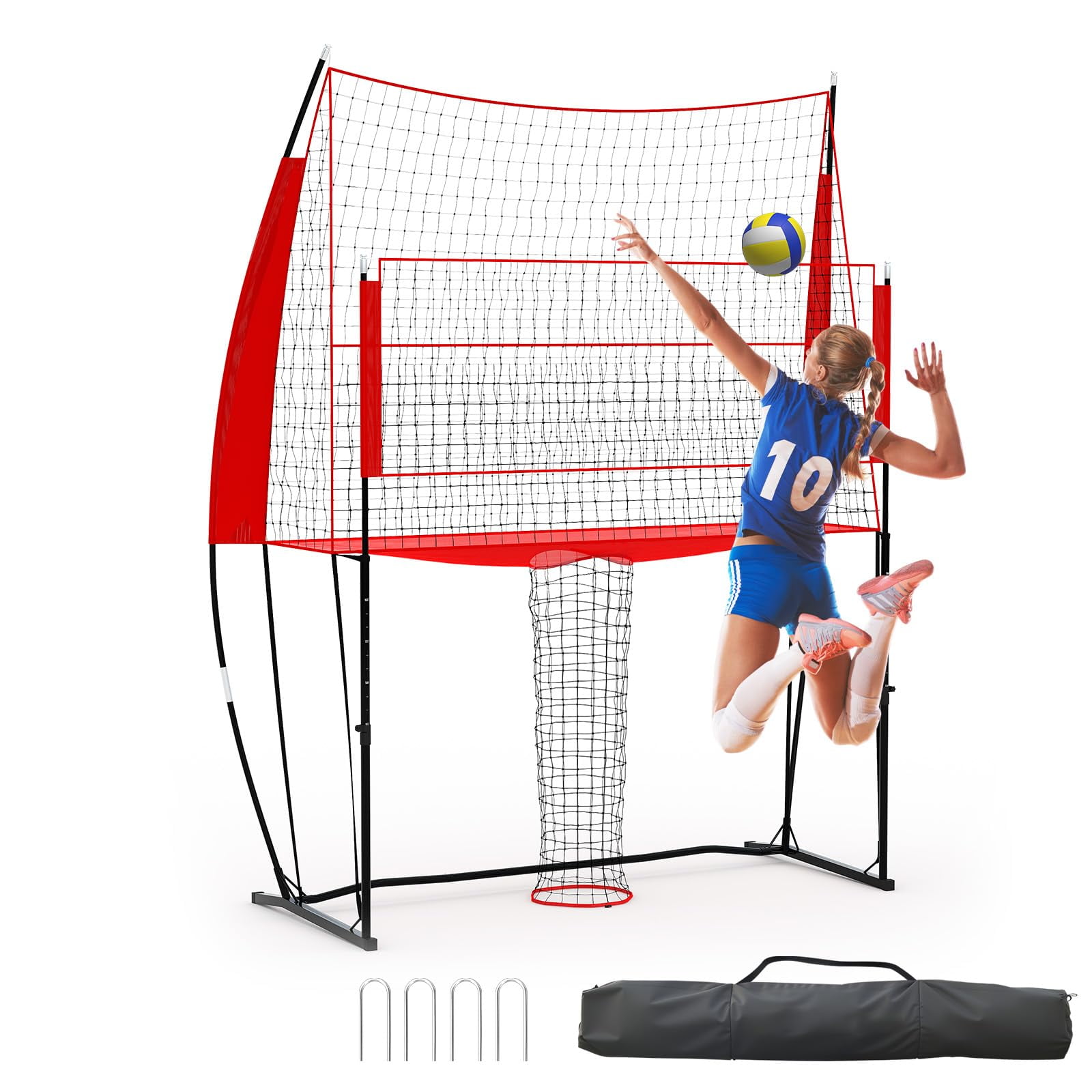 11x8 ft Volleyball Net, Height Adjustable 6.5-8 ft, Heavy Duty Training Equipment with Carry Bag, Easy Setup for Indoor Outdoor Beach Backyard