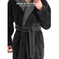 thumbnail image 4 of Men's Hooded Fleece Plush Soft Shu Velveteen Robe Full Length Long Bathrobe, 4 of 6