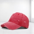 thumbnail image 5 of Men's Washed Distressed Cotton Baseball Cap Dad Hat Solid Color Ripped Vintage Casual Outdoor Caps Red, 5 of 5
