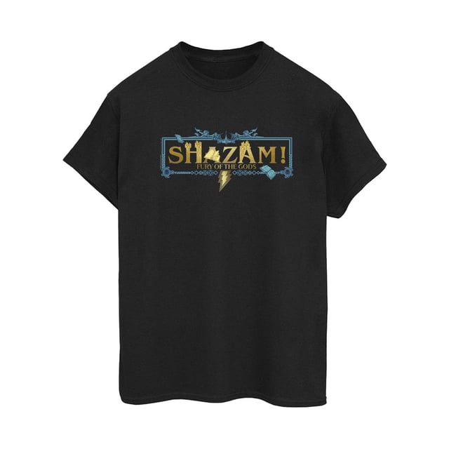 DC Comics Femmes Shazam Fury des Dieux Logo Doré Coton Petit Ami T-Shirt