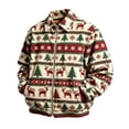 thumbnail image 3 of Sorvello Men's Boho Corduroy Christmas Pixel Print Full Zip Jacket Long Sleeve Loose Fit Collared Coat Top Winter Outerwear with Pockets for Men 2026 Vermilion XL, 3 of 5