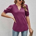 thumbnail image 3 of Top de manga abullonada para mujer,Blusa de manga abullonada V Blusa de manga abullonada de moda Blusa con cuello en V Integración perfecta, 3 of 8