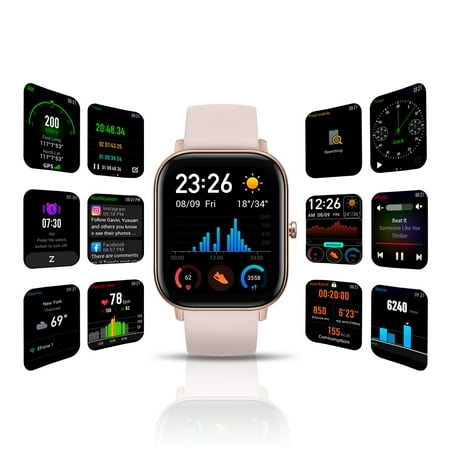 Amazfit - GTS Smartwatch 42mm Aluminum - Rose Pink With Silicone Band