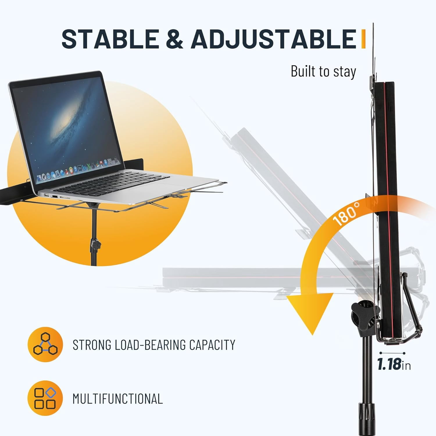 CAHAYA Portable Sheet Music Stand: Dual Use Desktop Book Holder Folding Lightweight Extra Stable Reinforced with Carrying Bag and Clip for Students Musicians Height Adjustable up to 67" CCMS0305