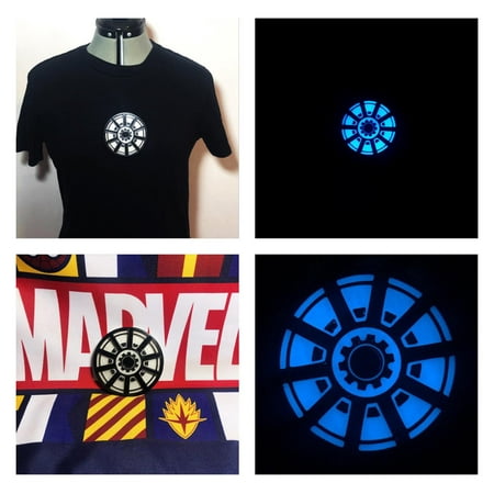 Iron Man 1 Arc Reactor 3D Custom Magnetic Chest Piece Glow in the Dark Light Up Super Hero Inspired + UV Keychain Light