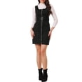 thumbnail image 2 of Allegra K Vestido de Suede para Mujer con Cuello Redondo, Cierre y Cinturón en la Cintura, Talla XL, Negro, 2 of 6