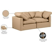 Meridian Furniture Indulge 140 Vegan Leather Modular Sofa in Tan