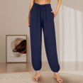 thumbnail image 2 of JJHGVB Thin Pajama Pants for Women Beach Capris for Women Cotton Sleep Shorts Women Pants for Women Woman's Pants Loose Cotton Pants Women Sleep Shorts Navy L, 2 of 6