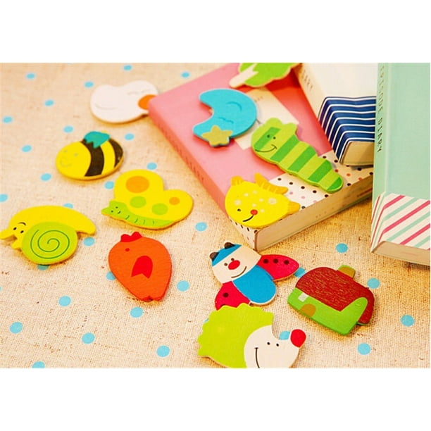 12Pcs Baby Kids Wooden Cartoon Animal Fridge Child Educational
