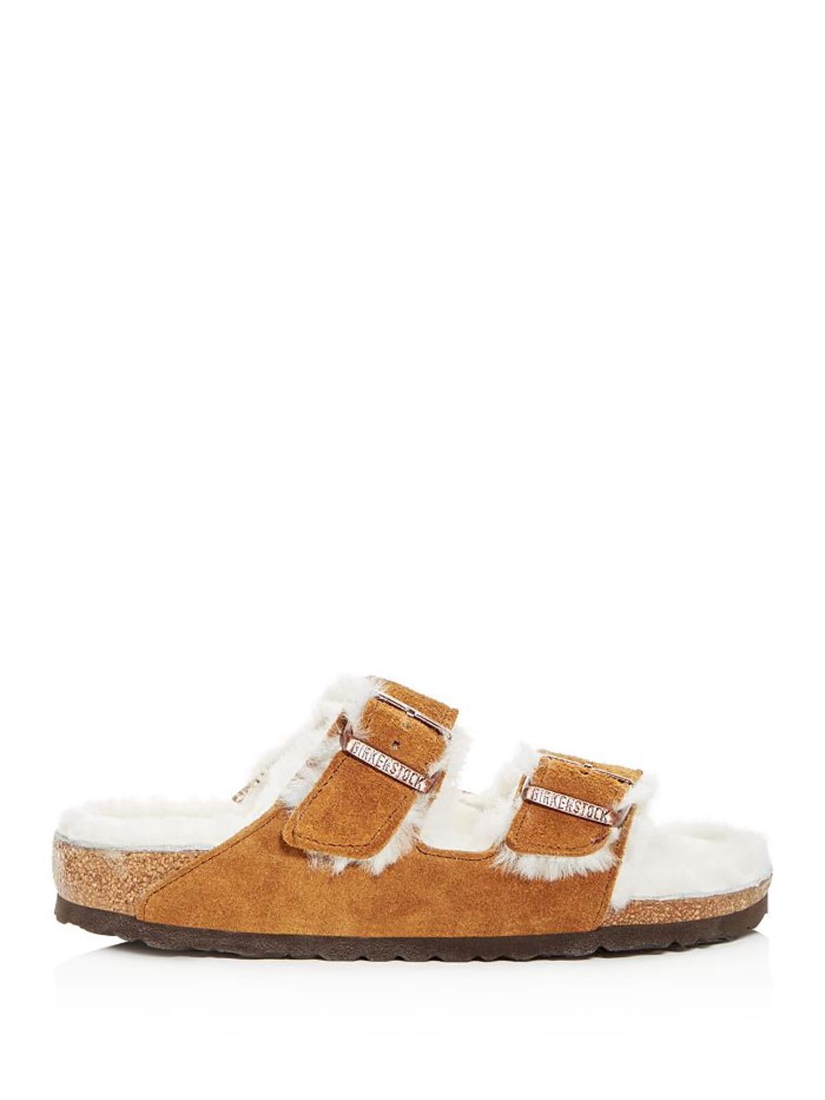 Birkenstock Women's Arizona Shearling Sandals, Mink, Tan, 5 Medium US