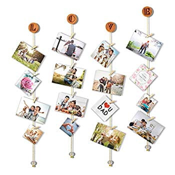 Love Hanging Photo Display Picture Frame Collage Picture Display Organizer with 20 Wood Clips for Wall Decor Hanging Photos Prints and (Best Way To Organize Printed Photos)