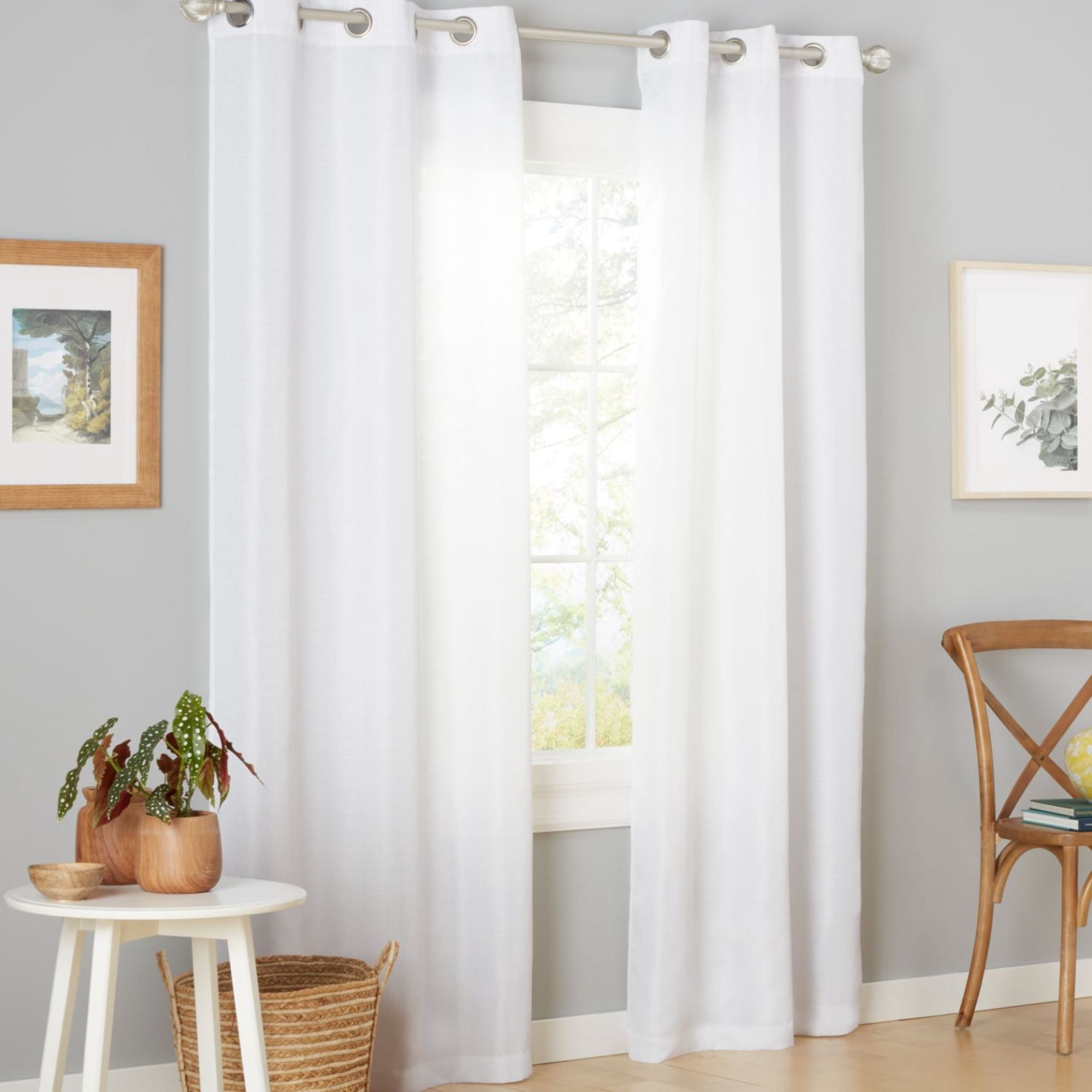 Estate View™ Ladner Light Filtering Grommet Top Curtain Panel Pair, 38"x84", Winter White