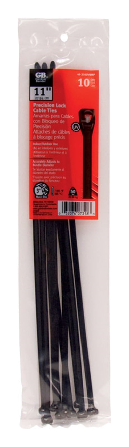 Gardner Bender  11 in. L Black  Cable Tie  10 pk