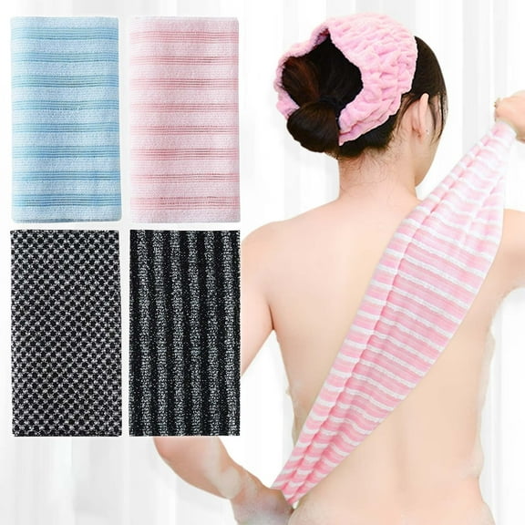 FEOLGEHLY Exfoliating Shower Towel for Bathroom, Scrub Cloth, Long Exfoliating Washcloth Towel, Exfoliator Shower Towel Back Body Scrubber for Men Women (Pink)