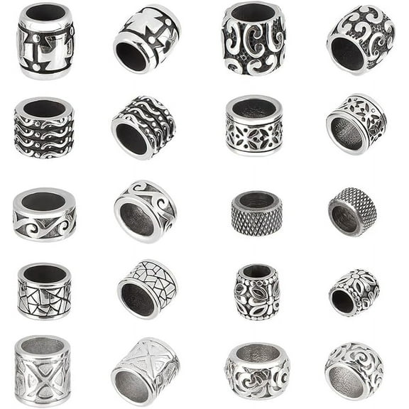 10Pcs Large Hole Spacer Beads 304 Stainless Steel European Loose Beads for DIY Jewelry Making