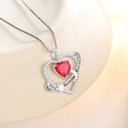 Fasjewly I Love You to The Moon and Back Necklace,S925 Sterling Silver Heart Birthstone Necklace, Moon and Star Pendant Necklace Christmas Birthday Anniversary Jewelry Gifts for Women / Wife /Mom