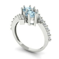 1.98ct round cut natural swiss blue topaz 18k white gold Bridal Wedding Engagement Promise Anniversary Ring for Women size 10