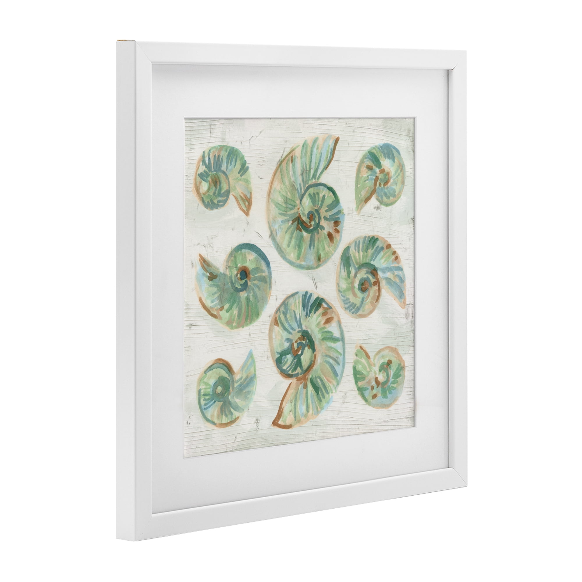 Stupell Industries Organic Saltwashed Shells White Framed Print Under Glass, design by June Erica Vess