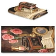 thumbnail image 2 of 3 Piece Bath Towels Set, Super Soft Absorbent Vintage Music Rose Towels for Bathroom Gym Spa Hotel Decor Wash cloth, 2 of 7