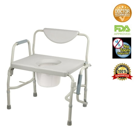 Healthline Trading Heavy Duty Drop Arm Bariatric Commode, Wide Bedside Toilet for Comfort