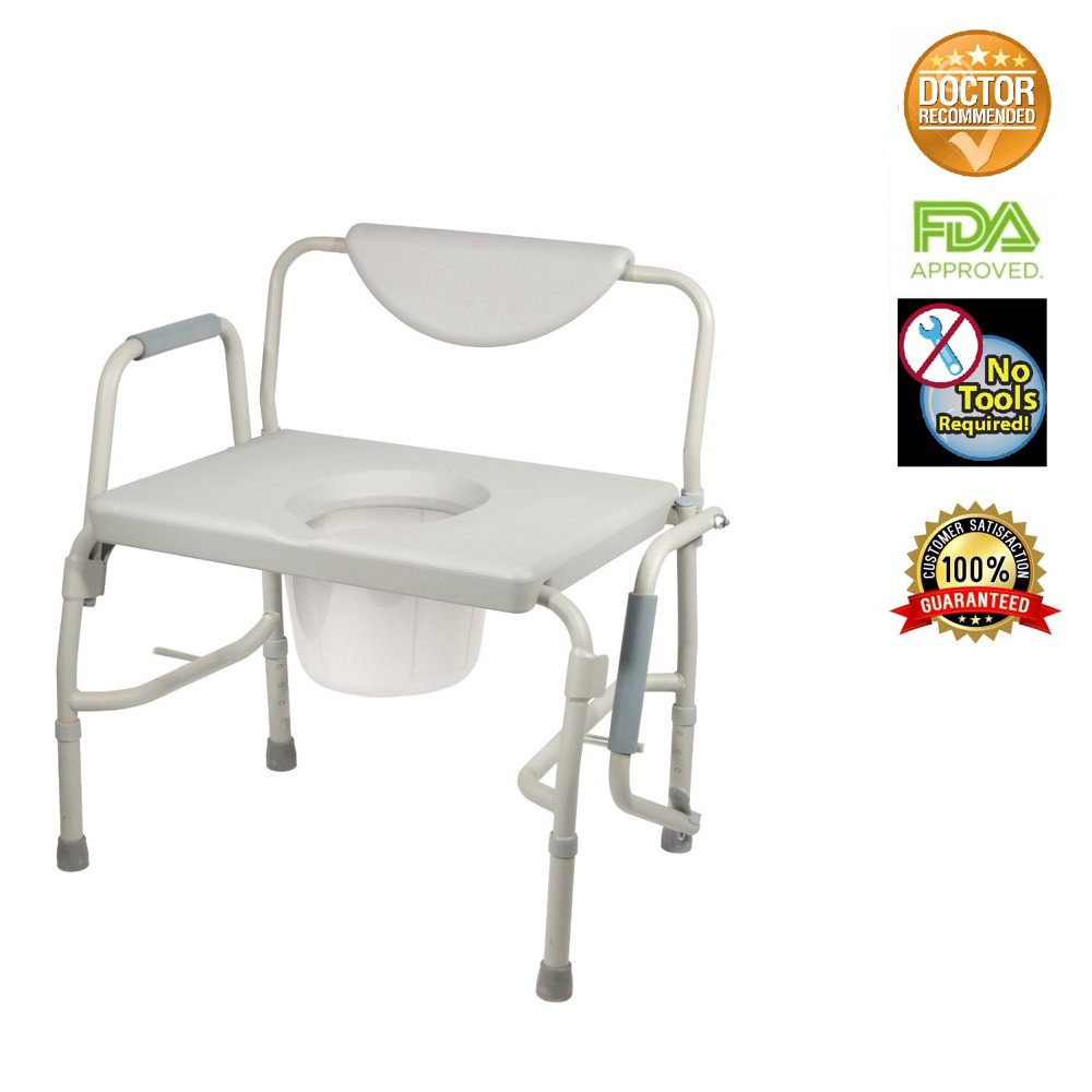Healthline Trading Heavy Duty Drop Arm Bariatric Commode, Wide Bedside