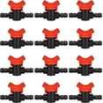 thumbnail image 1 of Grifo de jardín de 12 piezas para manguera, válvula de riego de manguera 16 * 16 mm Accesorio de plástico para llave de paso para control exterior de válvula de agua de jardín (negro + rojo) Excelente Rendimiento, 1 of 5