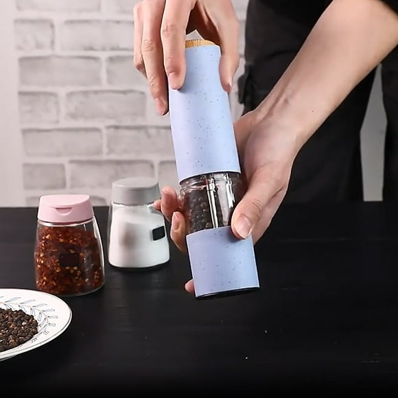 Molinillo de pimienta eléctrico | Acero inoxidable | Molinillo de pimienta a pimente con una sola mano | Aspereza ajustable | Recarga fácil | Amigable con la artritis | Para cocinar en la cocina