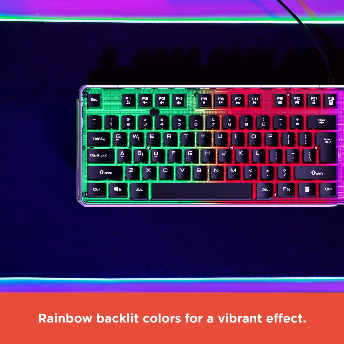 RadioShack Transparent Black Gaming Keyboard with Lighting (5V)