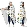 thumbnail image 2 of Wearable Blanket,Cartoon Tractors Wheelbarrows White Pattern Hooded Wearable Sherpa Blanket for Adults & Teens,Winter Poncho Shawl Wrap Cape Thick Warm,50"x60", 2 of 5