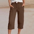 thumbnail image 2 of JJHGVB Cropped Trouser Drawstring Capris pantalones capri Knee Length Trousers Gauze Pant Cropped Lounge Trousers Thin Pants Capris Capris with Pockets Pleated Pocket Capri Pants Z3-Coffee 4XL, 2 of 6
