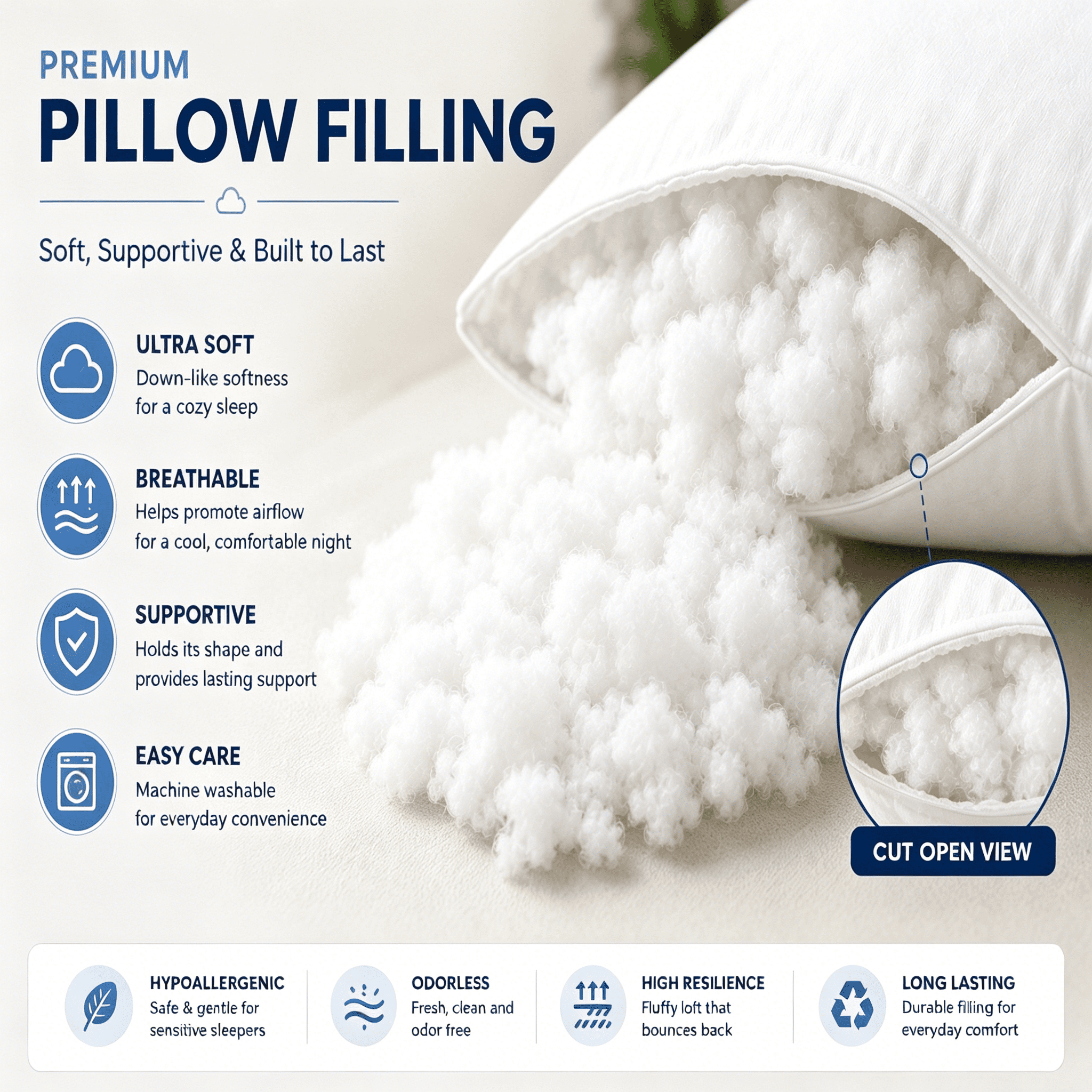 Phantoscope Decorative Pillow Insert, 16" x 16", 2 Pack, Fluffy Fill