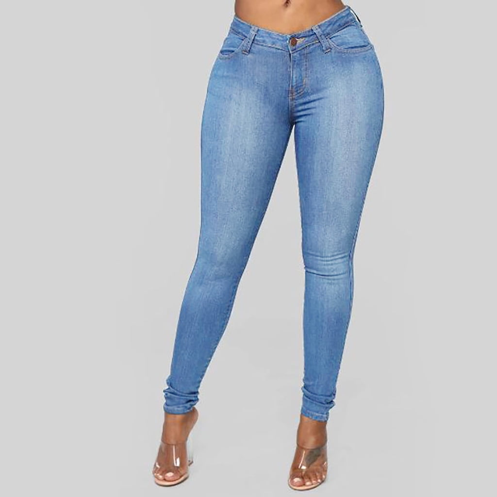 Women Pencil Stretch Denim Skinny Jeans Pants High Waist Slim Jeans Trousers 2XL Women Pencil Stretch Denim Skinny Jeans Pants High Waist Slim Jeans Trousers 2XL