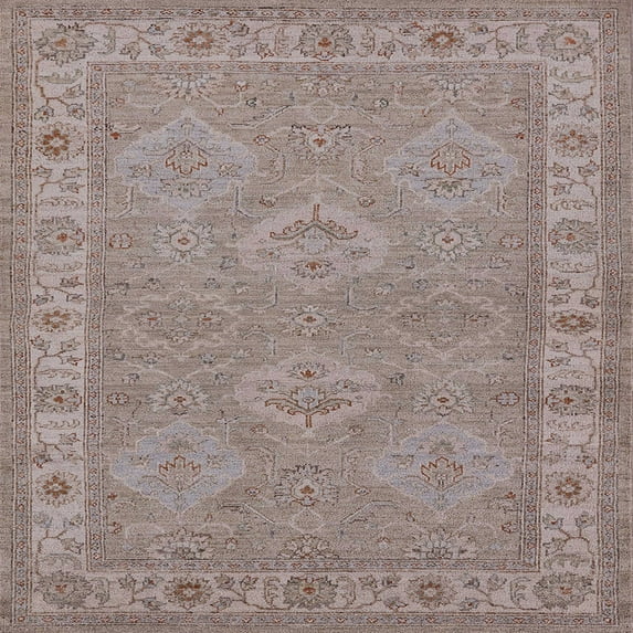 Ahgly Company Indoor Square Mid-Century Modern Rose Purple Oriental Area Rugs, 7' Square