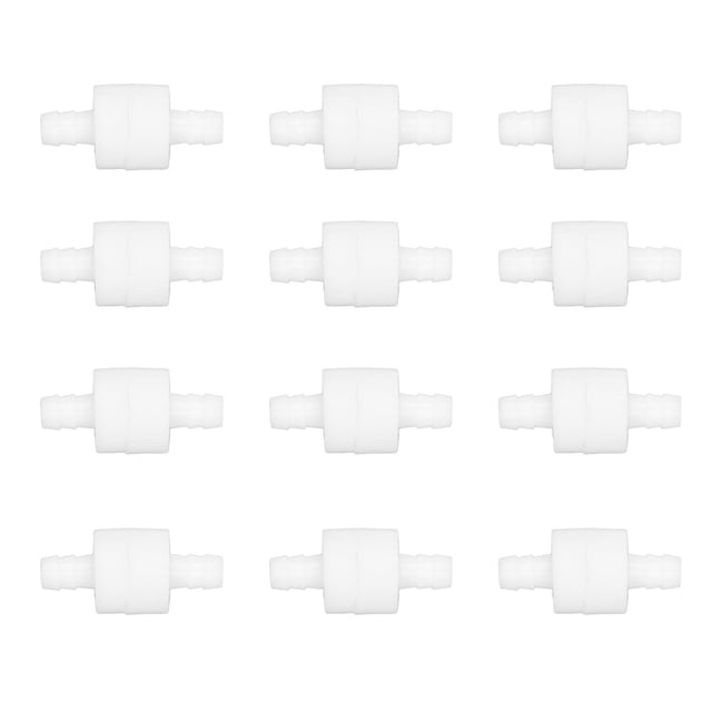 12 Pcs Single Way Check Valve PE High Temperature Corrosion Resistant Spring Water Stop Check Valve for Industry 8mm/0.31in (white)